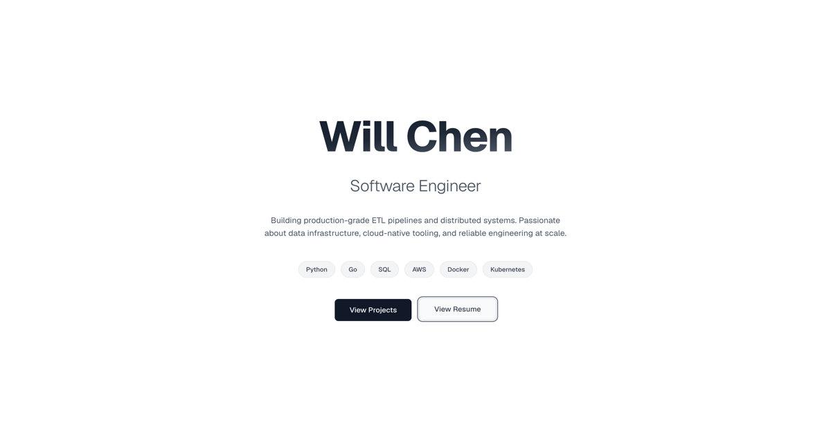 Will Chen | Data Engineer & Software Engineer | AWS, Python, Go
